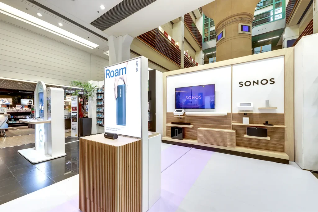 Conception de PLV pour Sonos à la Fnac par Comptoir Design Lab